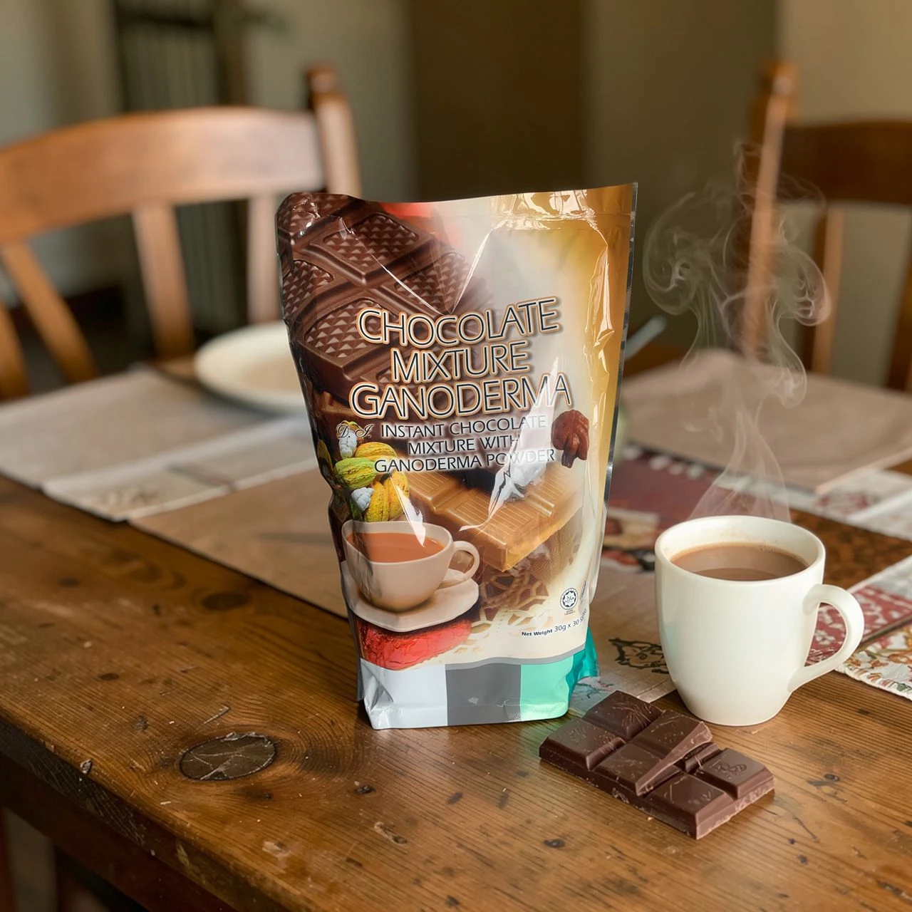 INSTANT CHOCOLATE MIXTURE WITH GANODERMA COFFEE